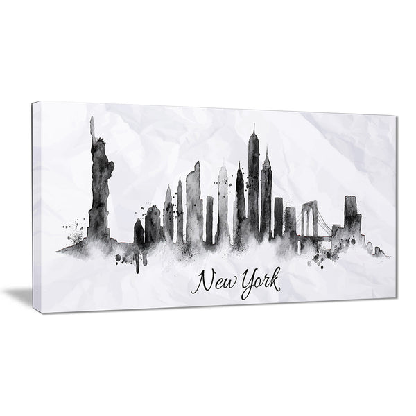 silhouette ink new york cityscape canvas art print PT6546