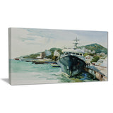 yacht in port yalta landscape canvas artwork print PT6565