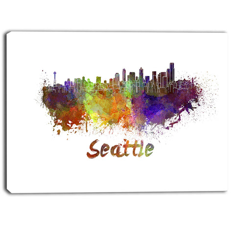 seattle skyline cityscape canvas artwork print PT6596