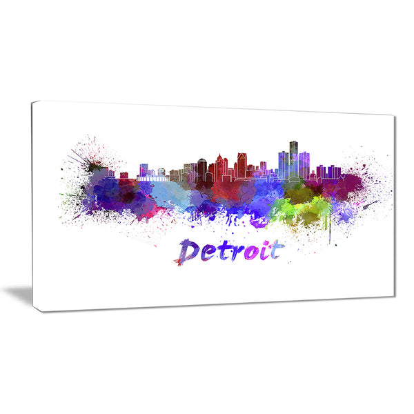 detroit skyline cityscape canvas artwork print PT6611