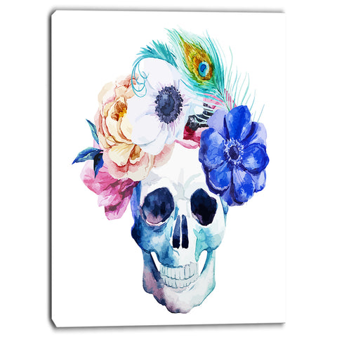 anemones and scull floral digital canvas art print PT6629