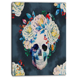 watercolor vector skull floral digital canvas art print PT6630
