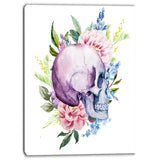 skull with flower borders digital floral canvas art print PT6633