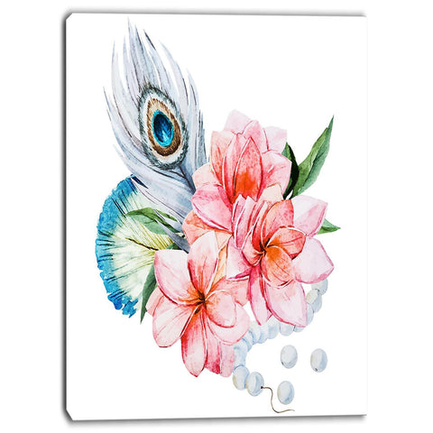 flowers and peacock feather floral canvas art print PT6637