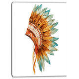 feathers on ethnic skull digital canvas art print PT6638
