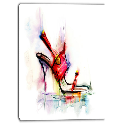 red high heel shoe digital canvas art print PT6666