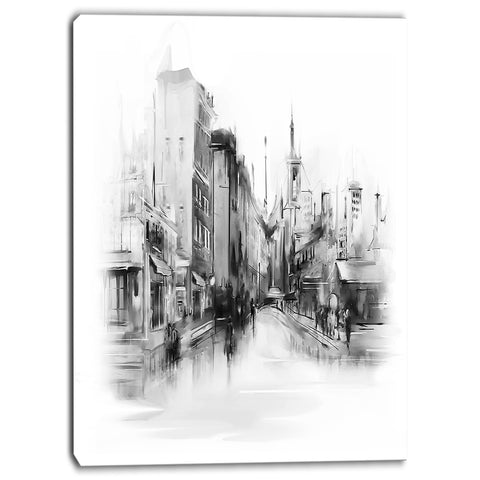 black and white city cityscape canvas art PT6670