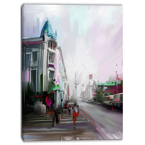 city street cityscape canvas artwork print PT6673