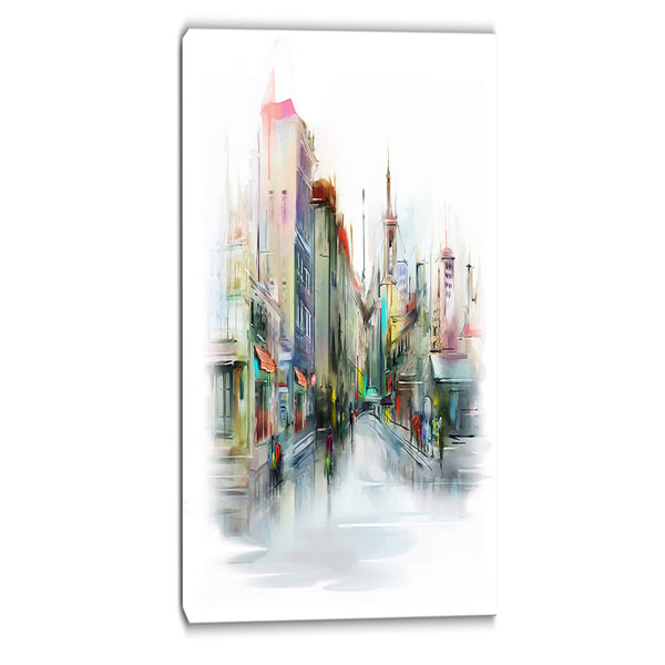 illustration of city street cityscape canvas print PT6677