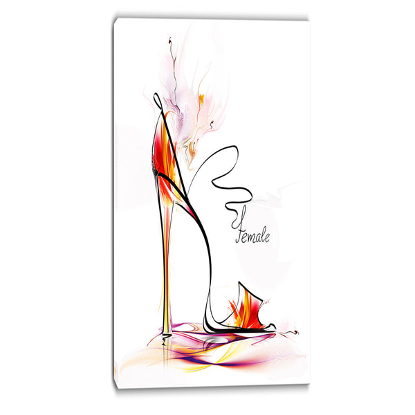 abstract red high heel digital abstract canvas art print PT6678