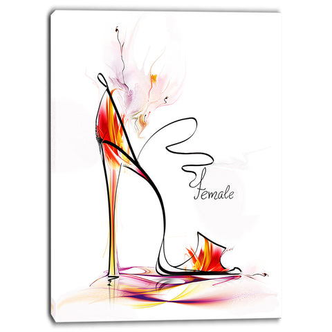 abstract red high heel digital abstract canvas art print PT6678