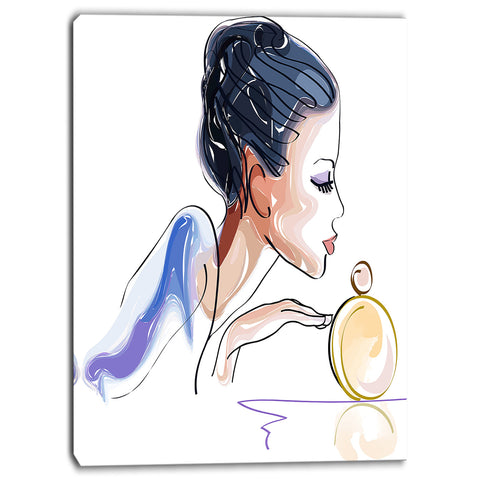 woman with bottle of perfume digital canvas art print PT6682