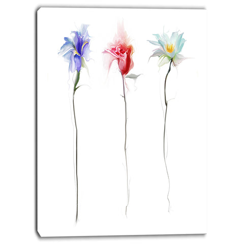 three flowers floral digital canvas art print PT6689