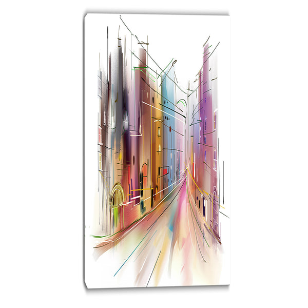 road in city illustration art cityscape canvas art print PT6691