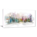 city in a distance illustration cityscape canvas print PT6694