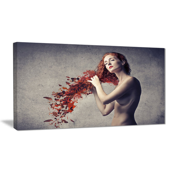 from red hair to leaves contemporary canvas art print PT6704