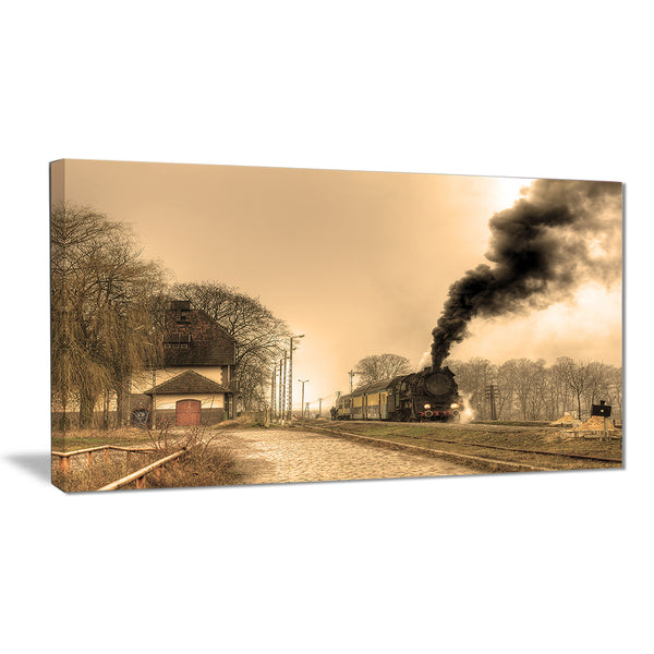retro steam train landscape photography canvas print PT6707