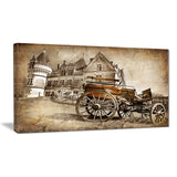 medieval castle with carriage contemporary canvas art print PT6714