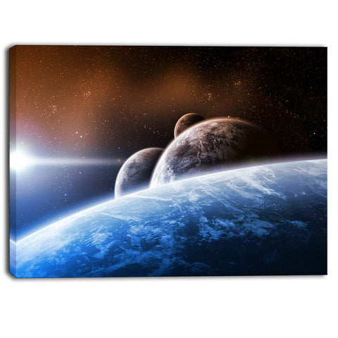 space planet landscape digital canvas art print PT6719