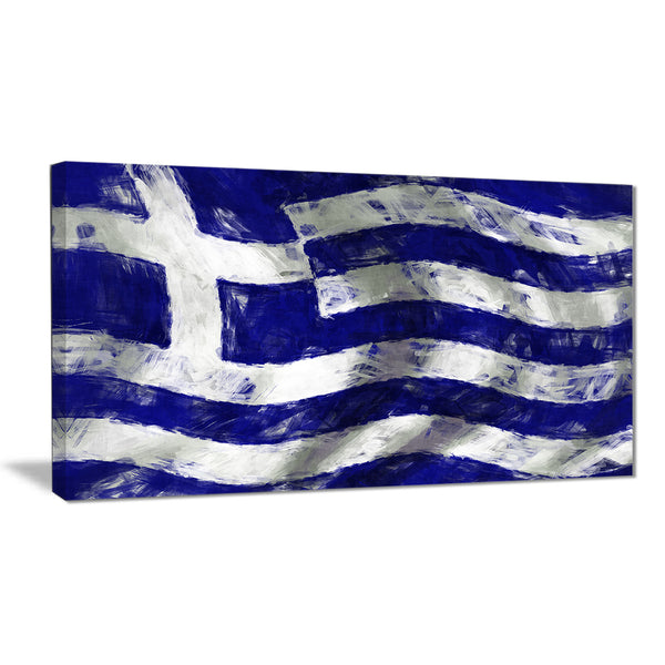 flag of greece contemporary canvas art print PT6746