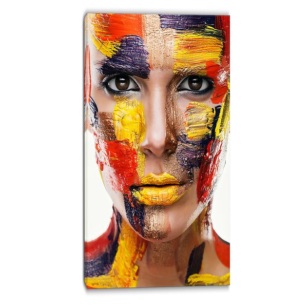 woman with colorful face contemporary canvas art print PT6767