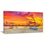 boat at sunset panorama landscape canvas art print PT6773