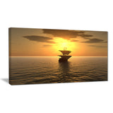 ship and sunset seascape photography canvas print PT6815