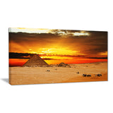 camel caravan at sunset landscape photo canvas print PT6819