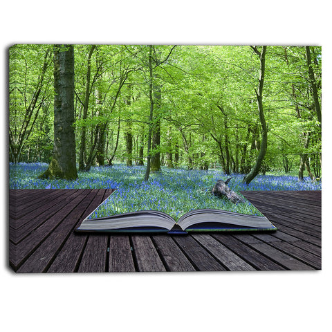 open book to green forest – digital landscape canvas print PT6821