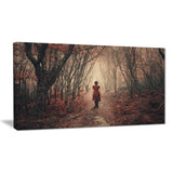 woman in frosty forest landscape photo canvas print PT6881