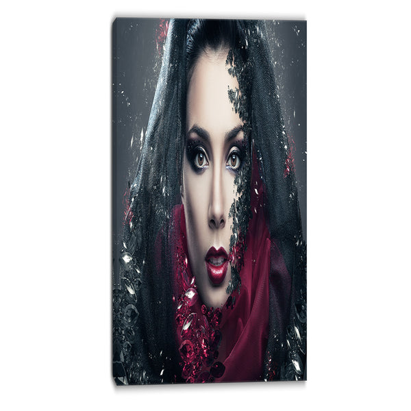 mysterious woman portrait contemporary canvas art print PT6897