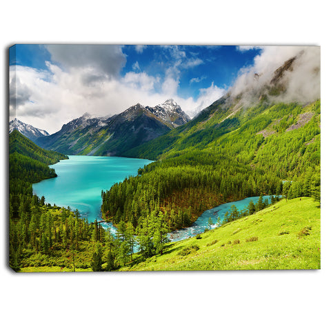 lake amidst lush greenery photography canvas print PT6926