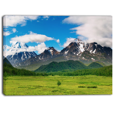 snowy volcanoes landscape photo canvas print PT6959