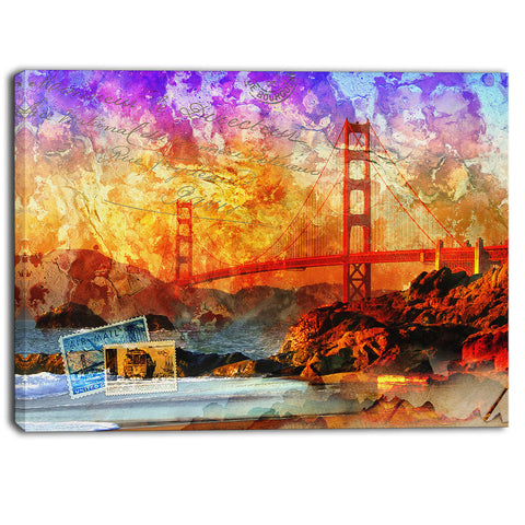 san francisco bridge contemporary canvas art print PT6986