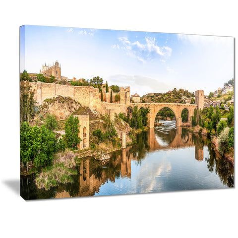 toledo bridge in spain landscape photo canvas print PT7055