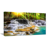 wide view of erawan waterfall landscape canvas print PT7096