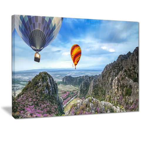 mountains and balloon landscape photo canvas print PT7098