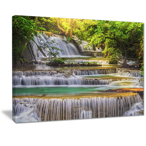 tranquil erawan waterfall landscape canvas print PT7117