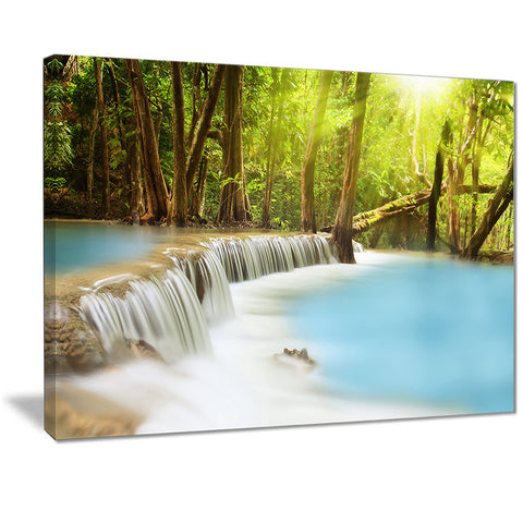 waterfall of huai mae kamin landscape canvas print PT7118