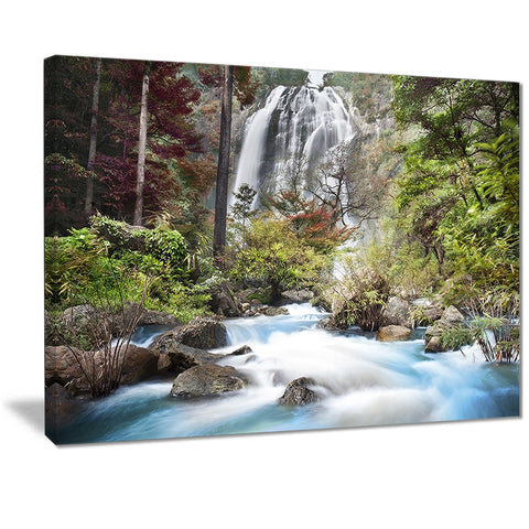 blue klonglan waterfall photography canvas print PT7121