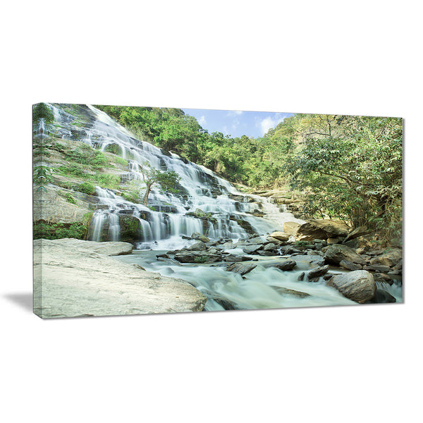 maeyar waterfall in rain landscape photo canvas print PT7130