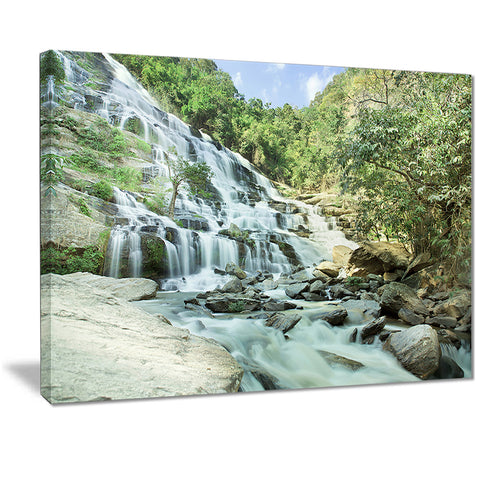 maeyar waterfall in rain landscape photo canvas print PT7130