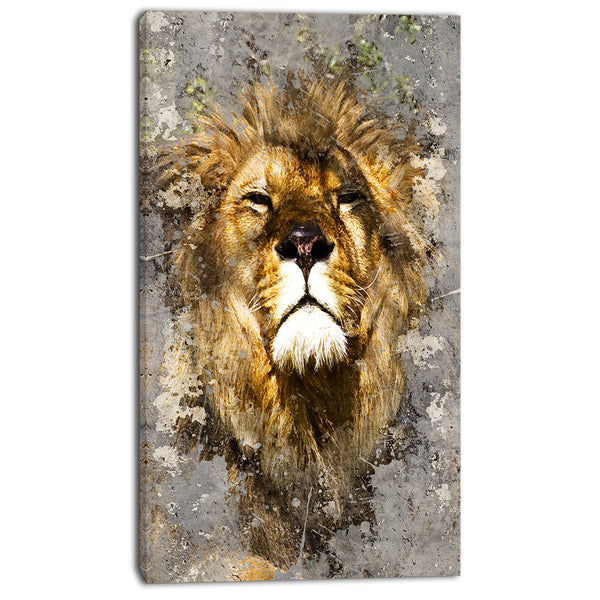 lion head with textures animal digital art canvas print PT7156