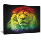 colorful lion head animal digital art canvas print PT7159