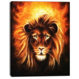 lion with flame mine animal digital art canvas print PT7161
