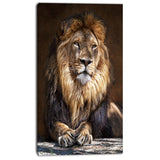 king lion with lighted face animal art print on canvas PT7166
