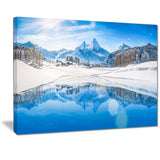 winter mountain lake in alps landscape photo canvas print PT7175