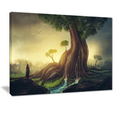 giant tree with woman digital art canvas print PT7178