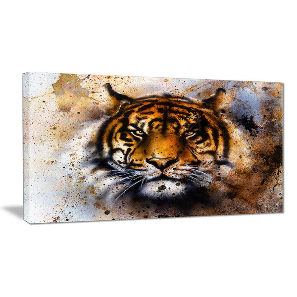 tiger collage with rust design animal digital art canvas print PT7189