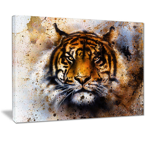 tiger collage with rust design animal digital art canvas print PT7189